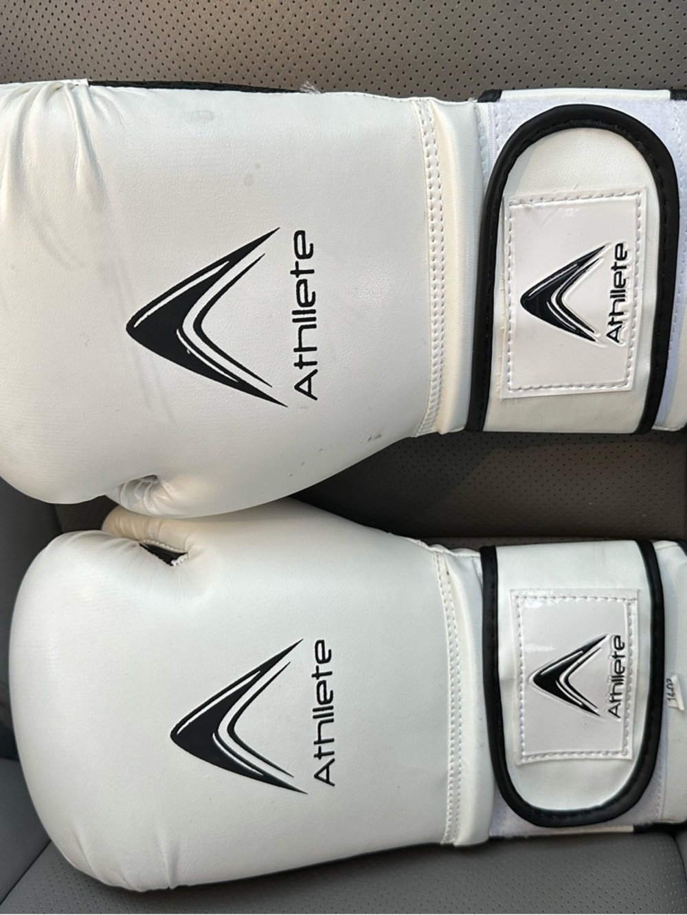 White Boxing Gloves with Black Trim - Pair